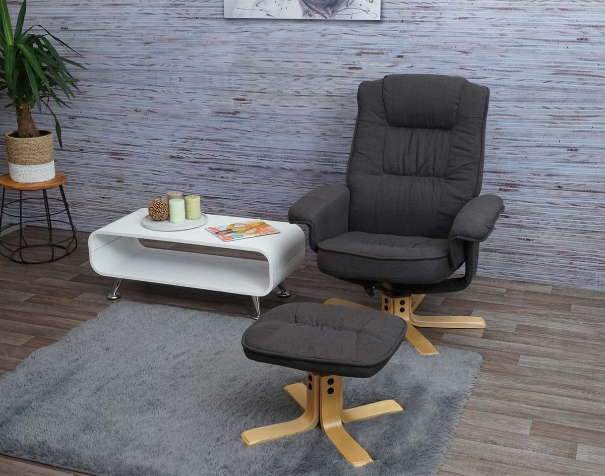 RELAXSESSEL MIT HOCKER Anthrazit - Anthrazit, Textil (80/100/70cm) - MCW
