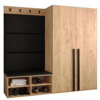 GARDEROBEN-SET 184/184/42 - Eichefarben/Schwarz, Holz/Kunststoff (184/184/42cm) - MÖBEL KRYSPOL