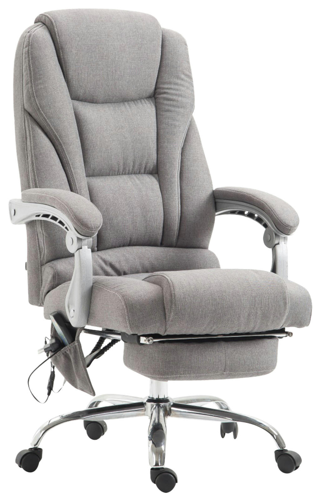 CHEFSESSEL Stoff grau - Chromfarben/Grau, Textil/Metall (68/118/64cm) - CLP