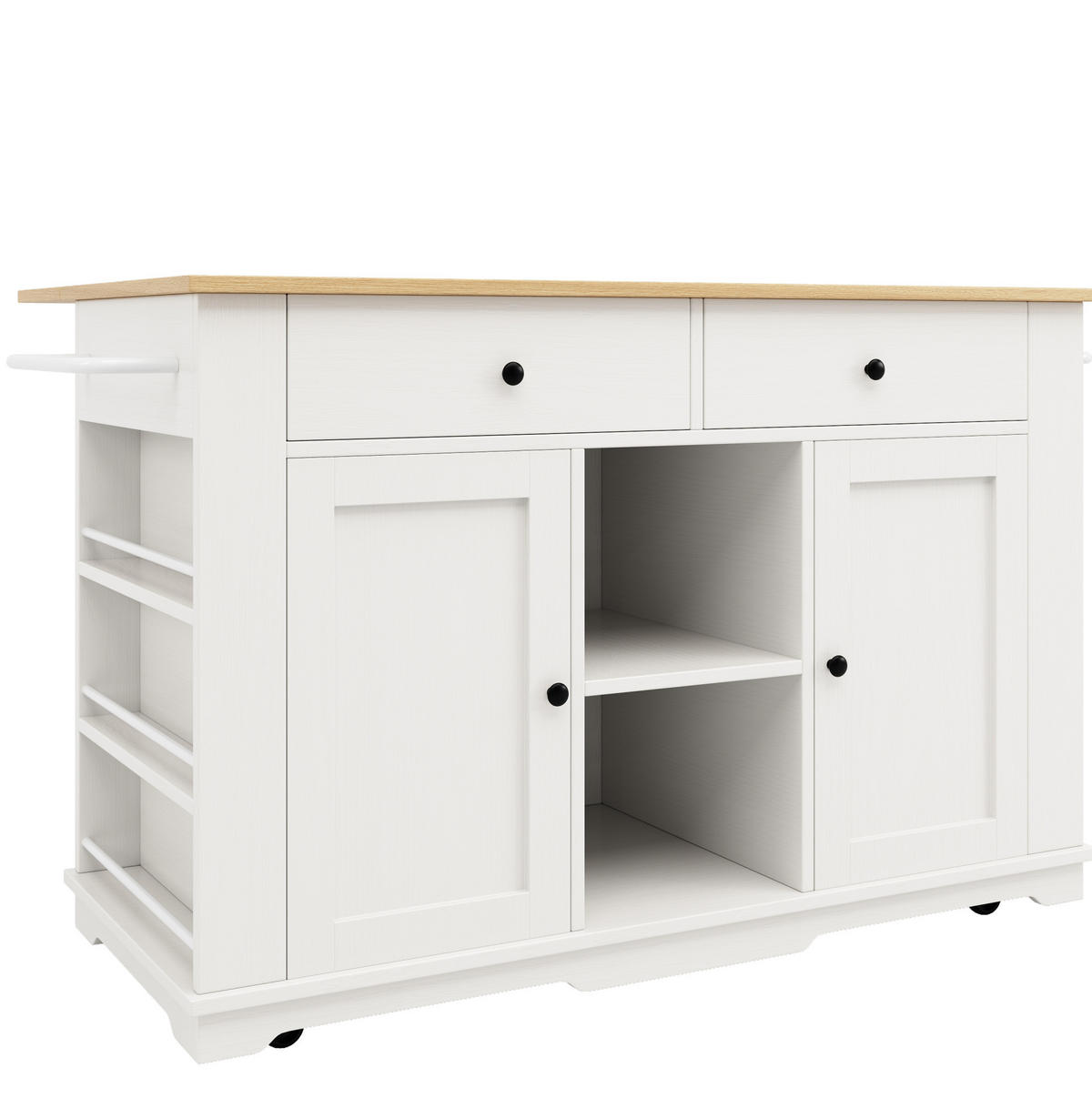 KÜCHENINSEL 151,5/59,7/91,7 cm weiß aus MDF/Metall mit Steckdose - Weiß, Holzwerkstoff (151.5/91.7/59.7cm) - OKWISH