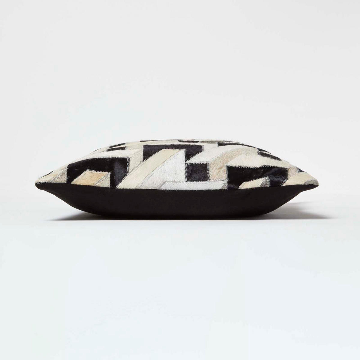 PATCHWORK-KISSEN Fell & Leder 45/45 cm geometrisch - Multicolor, Leder/Textil (45/45cm) - Homescapes