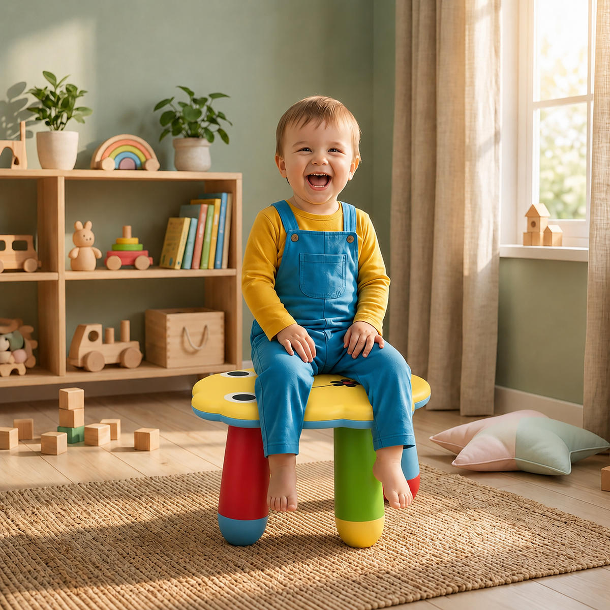 STOLIČKA Barevná dětská žába plastová výška sedu 26 cm - různobarevná, plast (28/26/30cm) - Relaxdays