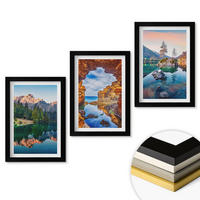 WANDBILDER 3er-Set - 20x30 cm Schwarzer Rahmen - Spiegelungen der Felsen in Bergseen - Schwarz, Kunststoff (20/30cm) - ArtPrintCave