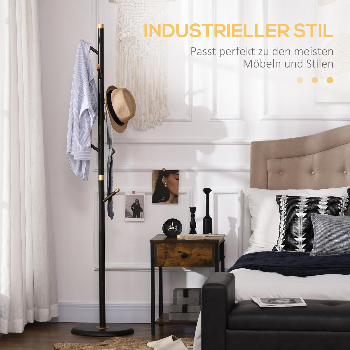 KLEIDERSTÄNDER - Walnussfarben, Holzwerkstoff/Metall (36/180/36cm) - HOMCOM