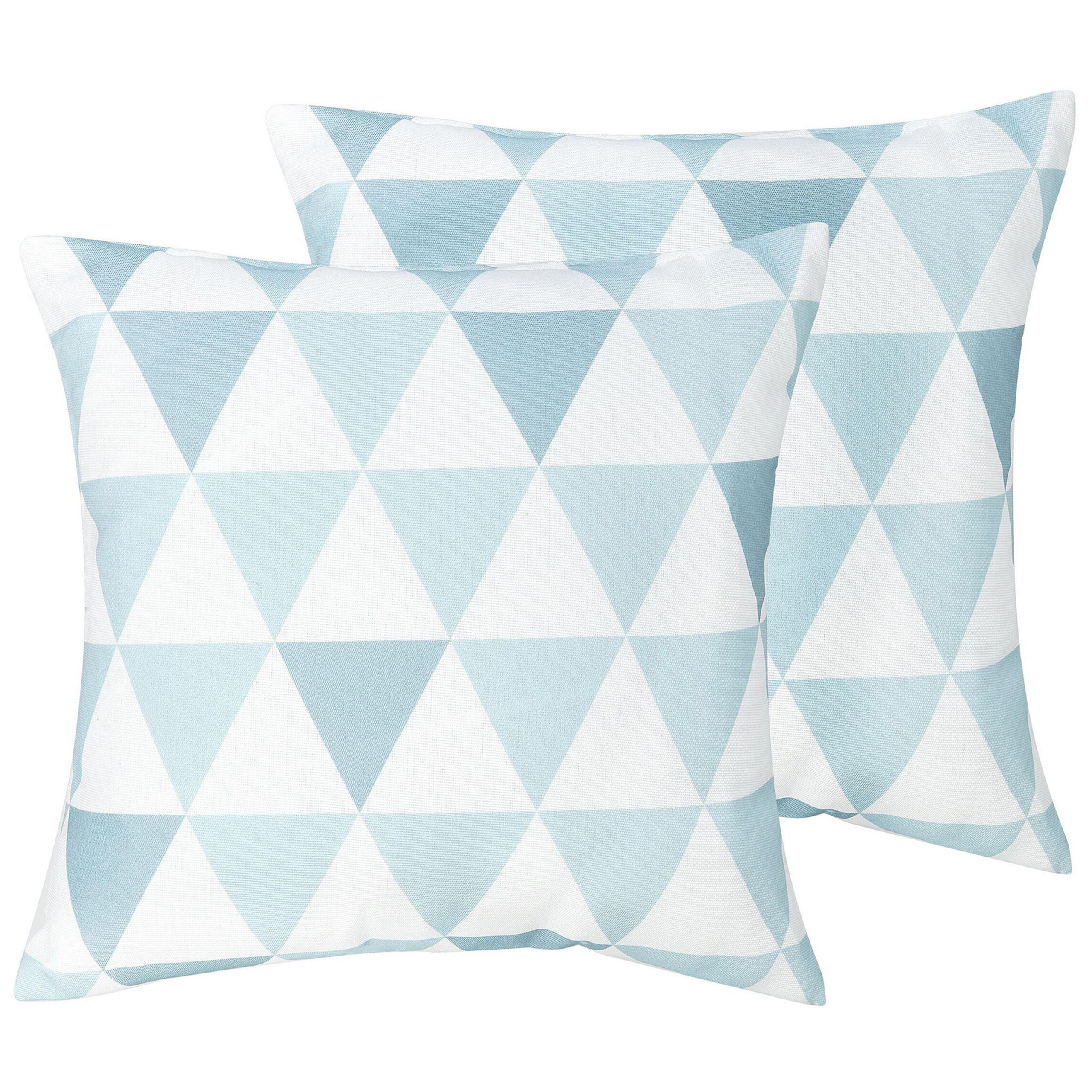 GARTENKISSEN 2er-Set Dreiecke blau/weiß 40/40 cm Trifos - Hellblau, Textil (40/40cm) - Beliani