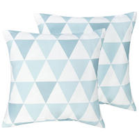 GARTENKISSEN 2er-Set Dreiecke blau/weiß 40/40 cm Trifos - Hellblau, Textil (40/40cm) - Beliani