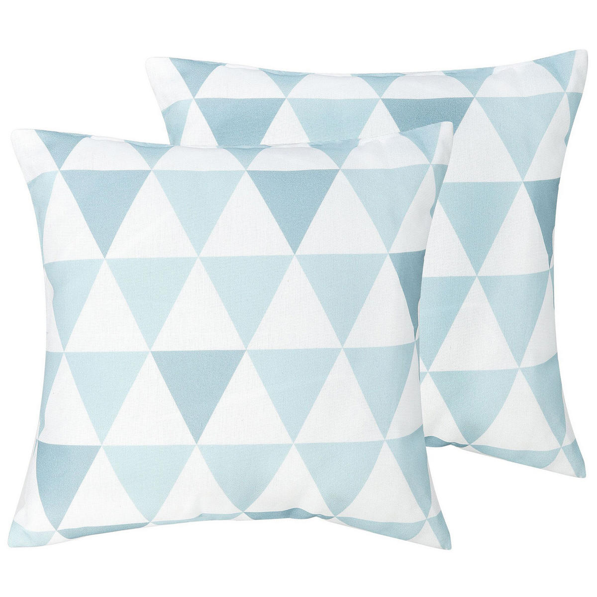 GARTENKISSEN 2er-Set Dreiecke blau/weiß 40/40 cm Trifos - Hellblau, Textil (40/40cm) - Beliani