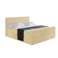 BOXBETT mit Matratze H4 und Lattenrost - TOLO-Z - 200x200 Cord - Ecru - Ecru, Holzwerkstoff (200/200cm) - ALTDECOR