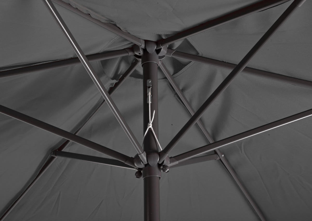 SONNENSCHIRM Thomas Ø 300cm 6 Streben Anthrazit Gartenschirm - Anthrazit, Kunststoff (300/300cm) - DELUKE