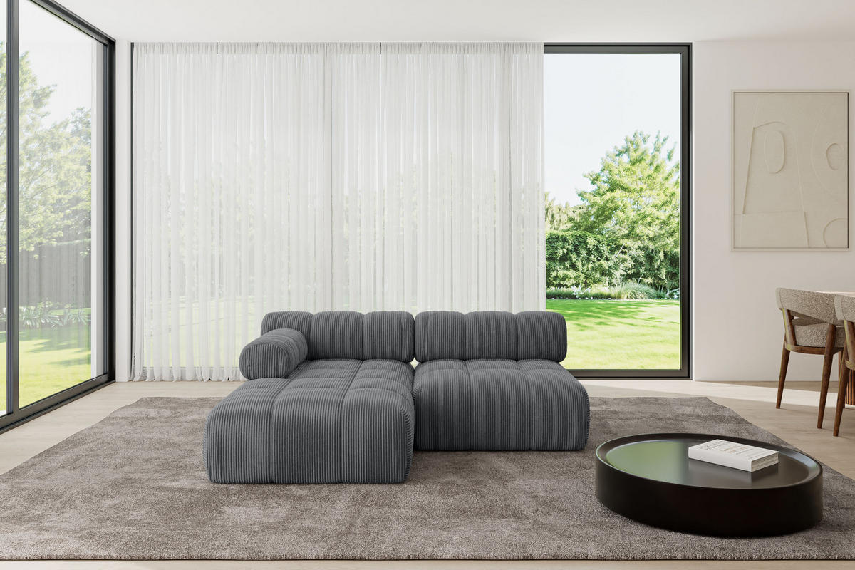 ECKSOFA modulares Sofa Razon-L1 - 190x160x70 cm Dunkelgrau Cord - Dunkelgrau, Holzwerkstoff/Textil (190/160cm) - ALTDECOR