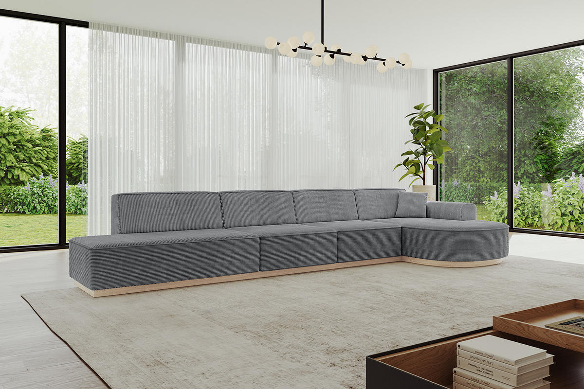 ECKSOFA Ottomane Rechts ARRIO-L3 - 413x171x83 cm Dunkelgrau - Dunkelgrau, Holzwerkstoff/Textil (413/171cm) - ALTDECOR
