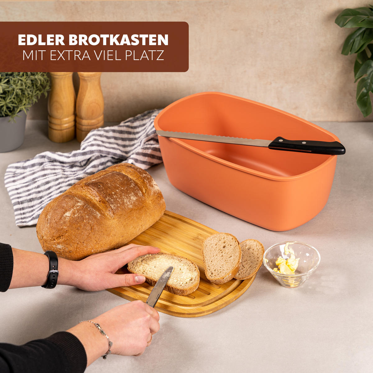 BROTKASTEN, braun - Rotbraun, Kunststoff (22.5/13.5/37cm) - bremermann