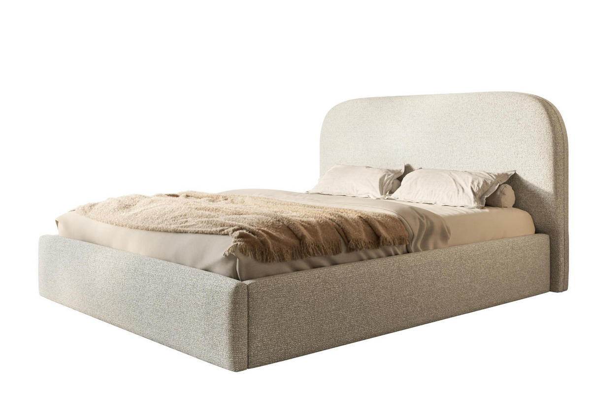BETT 90x200 - Polsterbett mit Bettkasten und Metallrahmen - Modern Betten - Eleganter Puente-Stoff - Kollektion Verona - Beige - Beige, Holz/Textil (90/200cm) - Alpi-Möbel