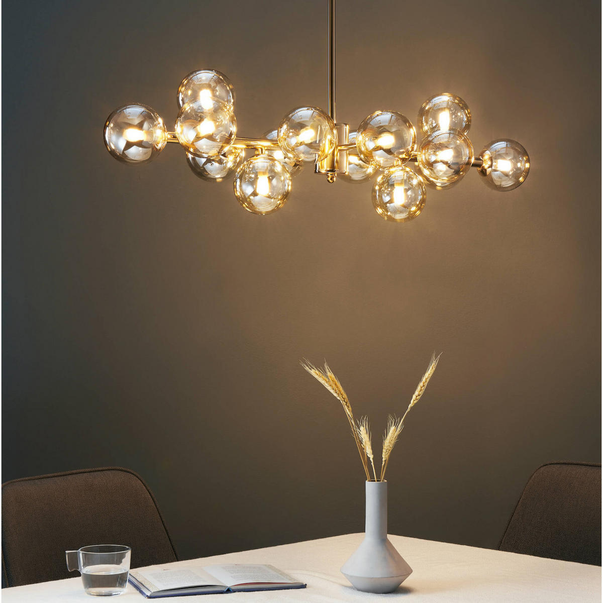 HÄNGELEUCHTE Osanna, Roségold und bernsteinfarben, 86cm - Roségold, Glas (86/42/54cm) - KOSILUM