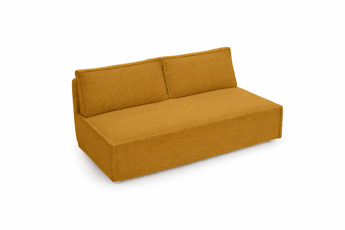 SCHLAFSOFA Mit Bettkasten DUO, Stoff Poso, Senffarbe - Gelb, Holz (198/89/90cm) - Kaiser Möbel