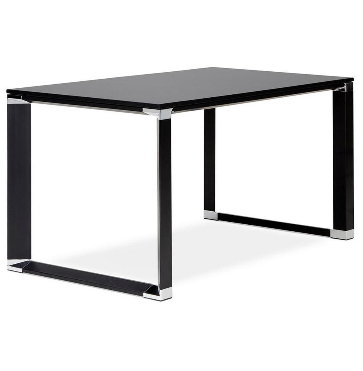 SCHREIBTISCH Modern Chromdetails Große Arbeitsfläche KERIX, Schwarz 140x70x74 cm - Schwarz, Holz/Metall (70/140/74cm) - KADIMA DESIGN