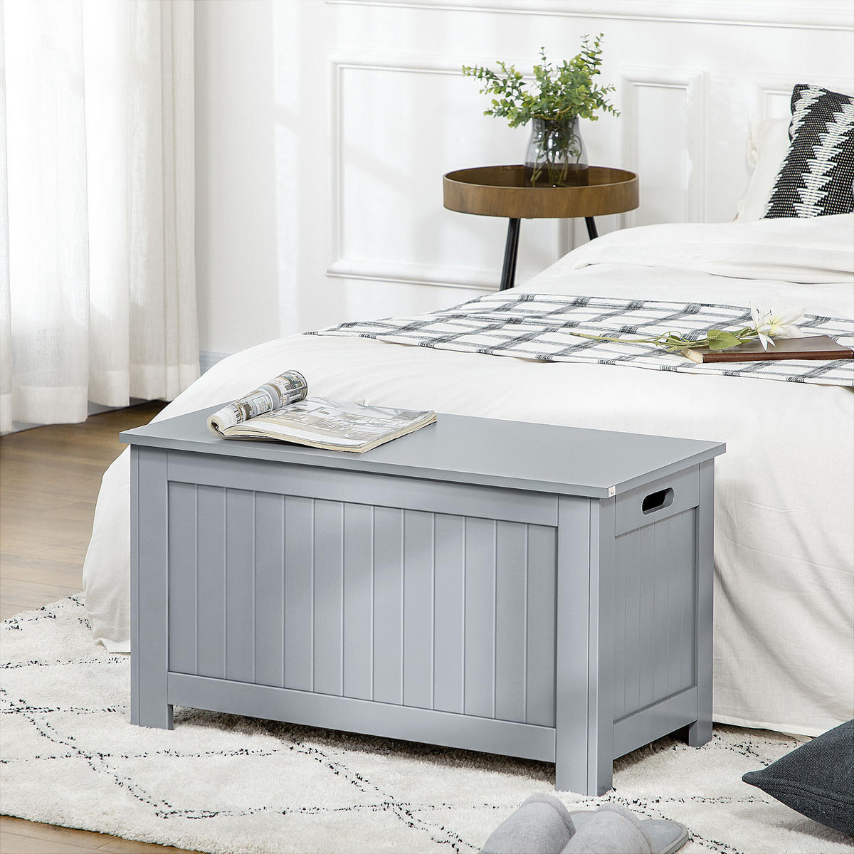 KISSENBOX DE-12548 mit Sicherheitsschanieren Grau - Grau, Holzwerkstoff (40/46/81cm) - ComfortXL