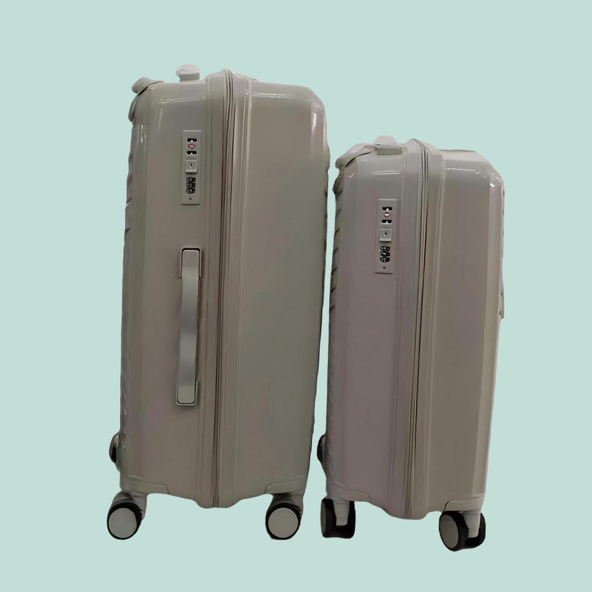 2-TLG.KOFFERSET - Beige, Kunststoff (42/65/25.5cm) - Relaxdays