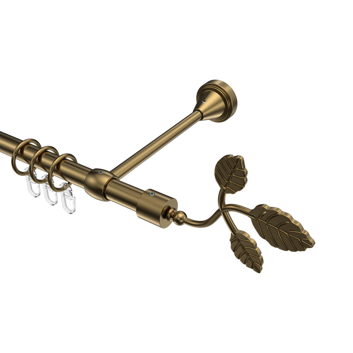 GARDINENSTANGE Primus Alessia 260 cm (geteilt in 2 x 130 cm), 1-läufig, 16 mm Ø Messing Antik - Messingfarben/Bronzefarben, Metall (260cm) - INTERDECO