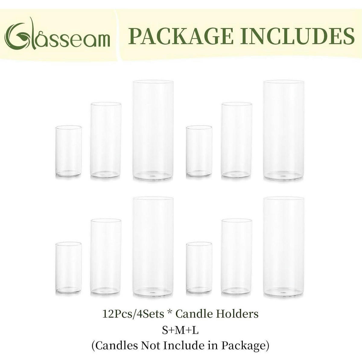 WINDLICHT Glas Set 4-teilig modern für Stumpenkerzen und Teelichter - Transparent, Glas (10cm)