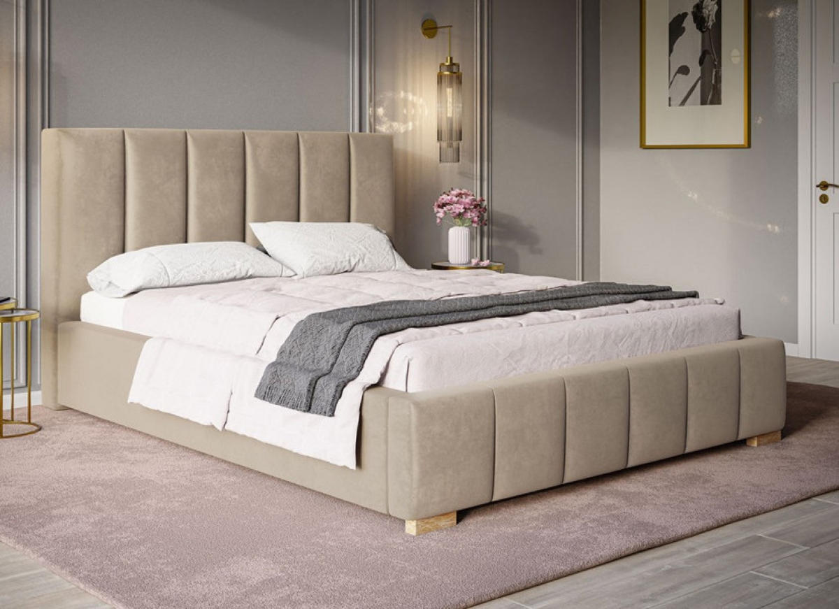 BETT Beige BEN 1 90x200 cm - Eichefarben/Beige, Textil (90/200cm) - Sepro Meble