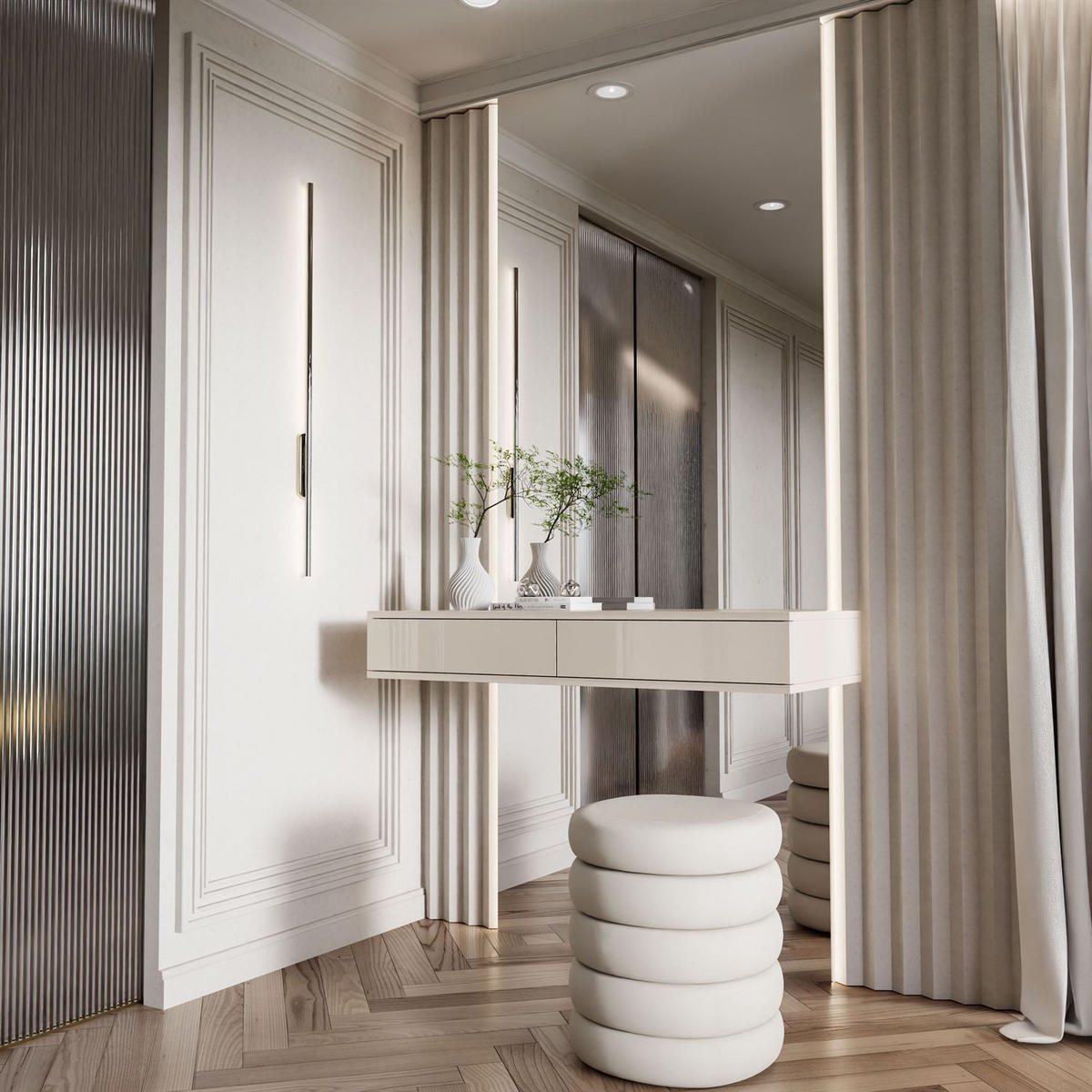 KONSOLE Glamour hängend PUSH OPEN - Kaschmir, Holzwerkstoff (100/15/42cm) - Lookway