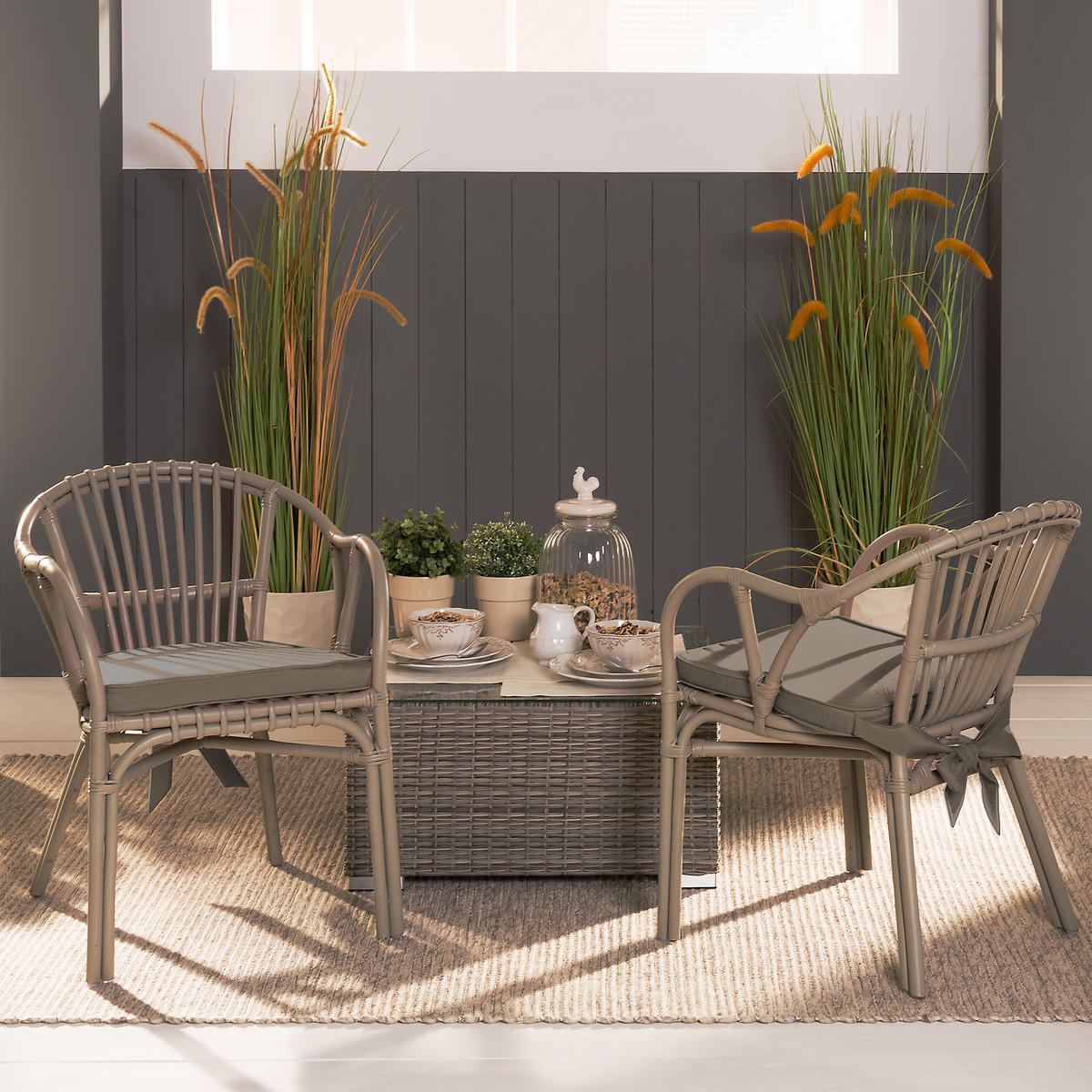STUHLKISSEN Loft SK 45x40x5cm Taupe (2tlg) - Taupe, Textil (40/45cm) - Beautissu 