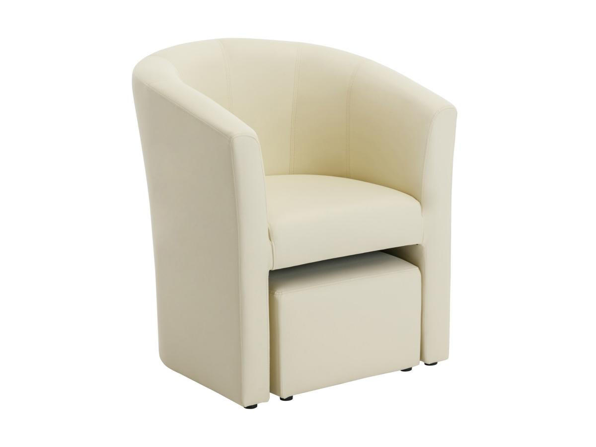 LOUNGE-SESSEL & Hocker - Kunstleder - Beige - JOVANA - Beige, Leder (64/74/65cm) - Vente-Unique