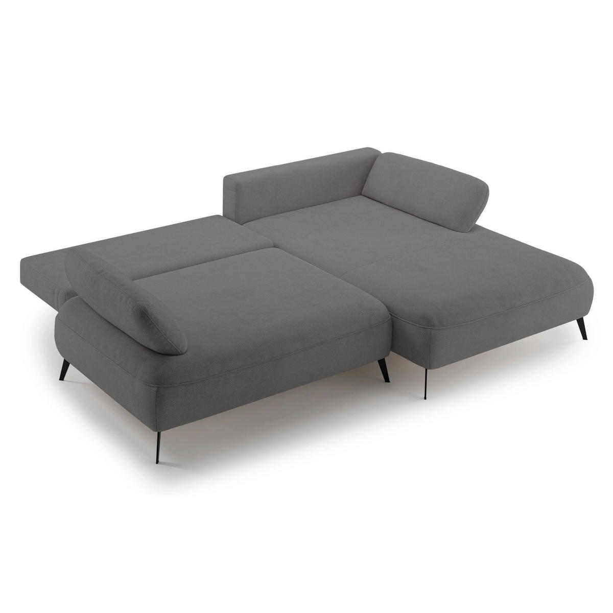 ECKSOFA Avolla Grau rechts - Schwarz/Grau, Textil/Metall (186/284cm) - Selsey