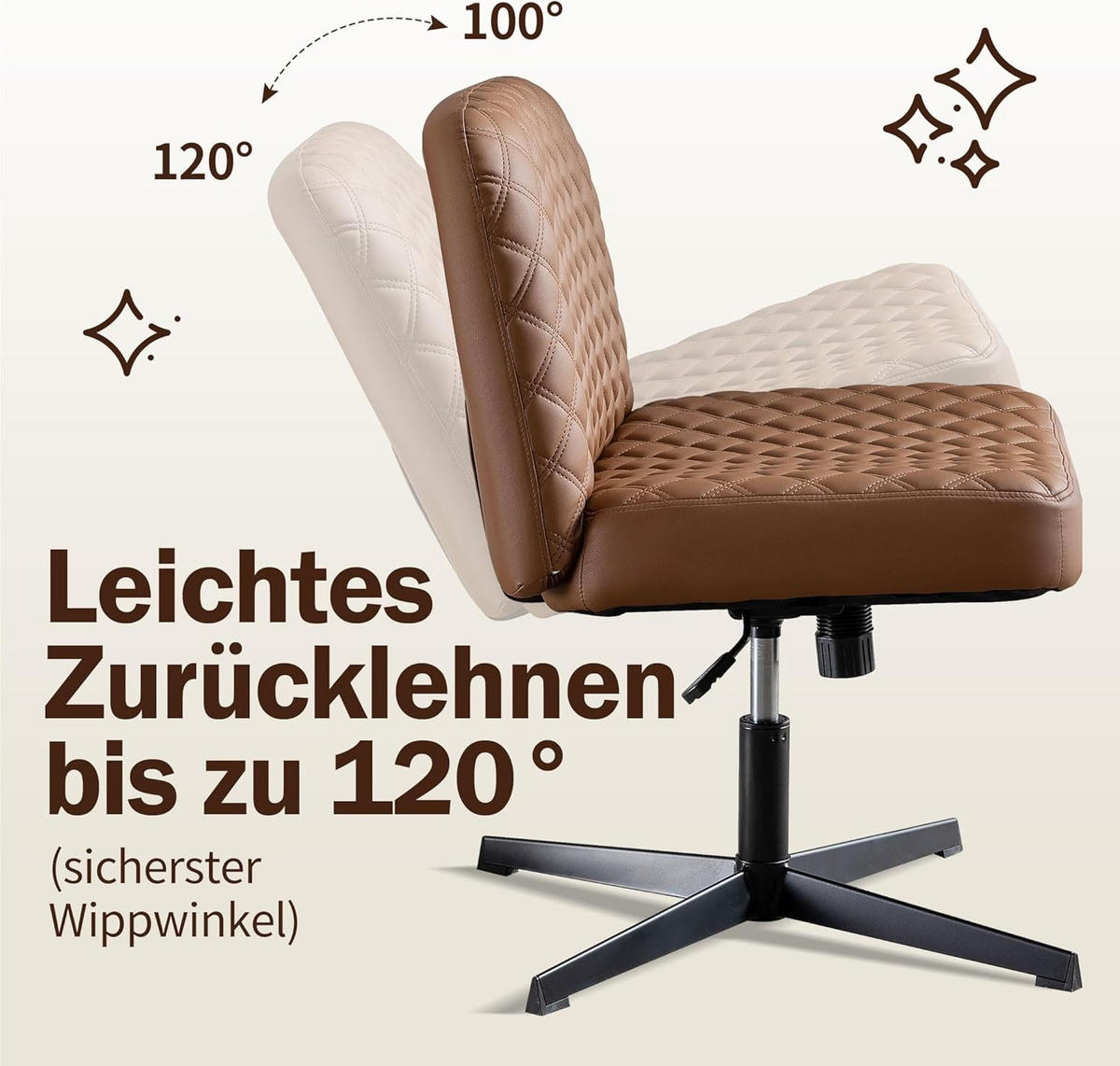 BÜRO-DREHSTUHL Braun 49/64/84 cm - Braun, Metall (64/84/49cm) - Urban Meuble