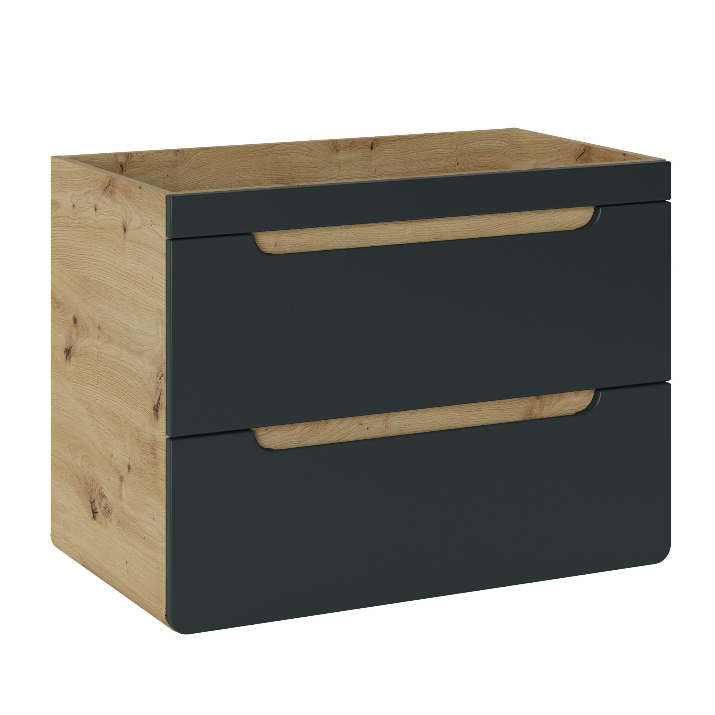 WASCHBECKENUNTERSCHRANK ARVIDA SZK8 Eiche Grau - Grau, Glas/Holzwerkstoff (80/59/46cm) - Komodee
