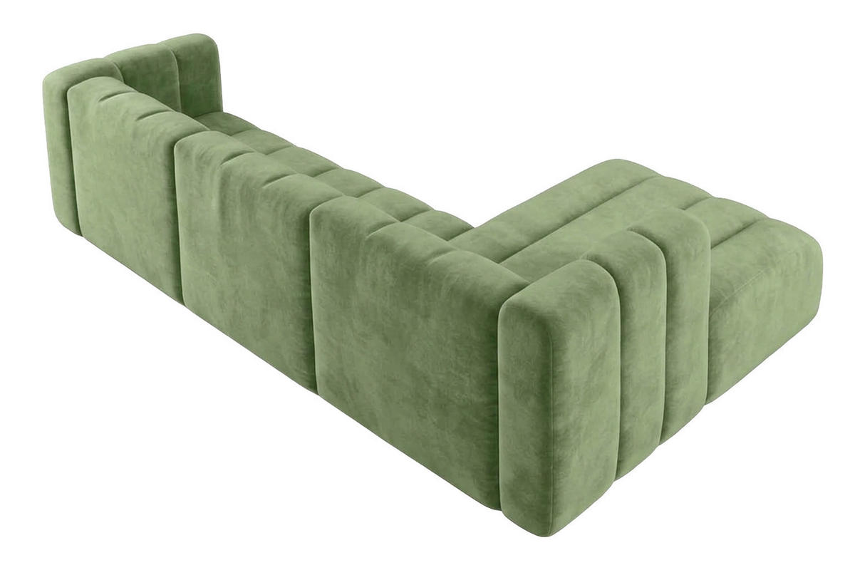ECKSOFA Modulares In L-Form, Velvet-Stoff Riviera, Olive, Rechts, GRAND 318 cm - Olivgrün, Holz (318/179cm) - Kaiser Möbel
