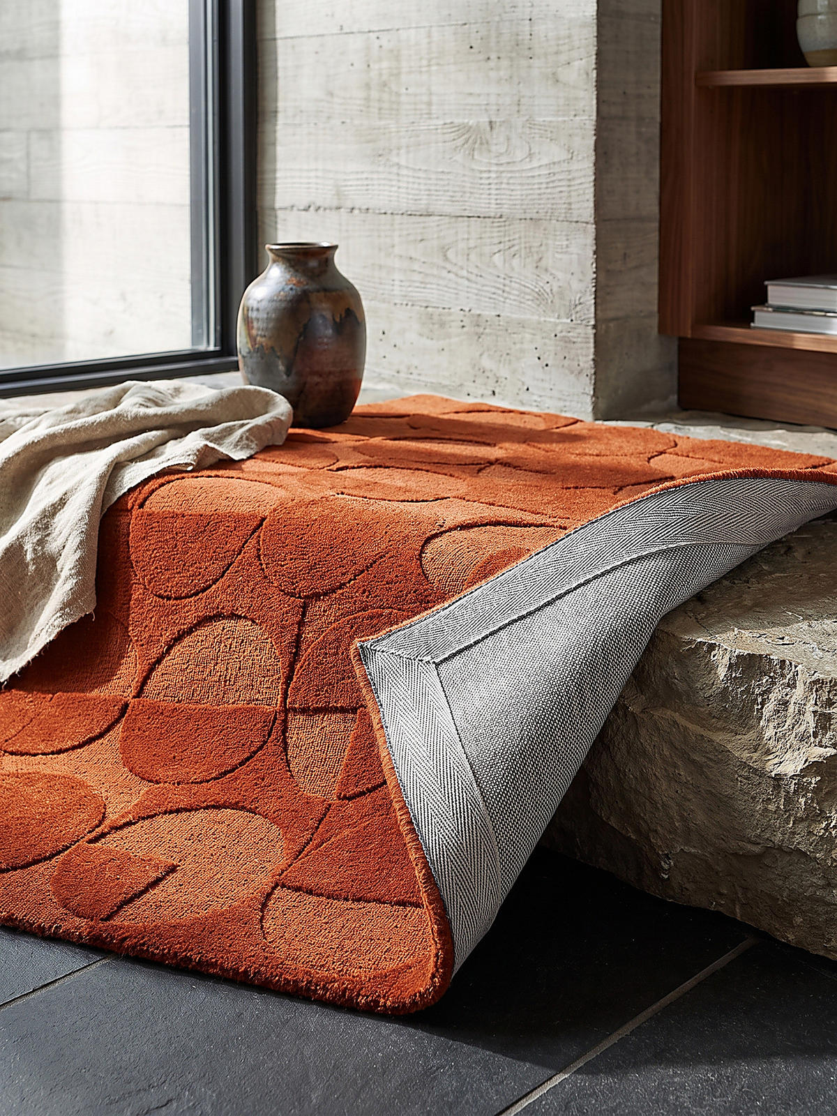 WOLLTEPPICH handgetuftet DEBEN, Kreis-Geometrie, Terrakotta, 200 x 290 cm - Orange, Textil (200/290cm) - KADIMA DESIGN