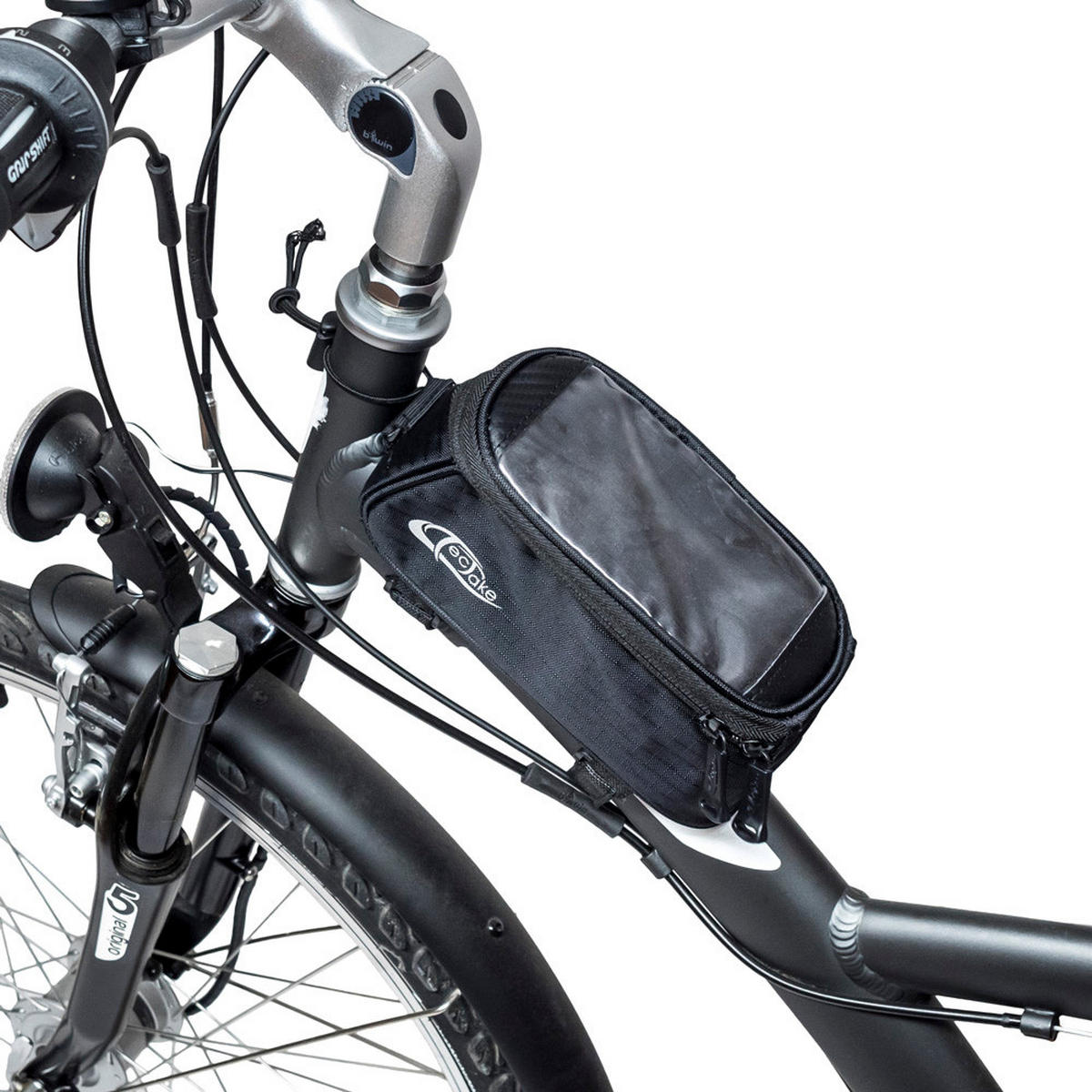 FAHRRADTASCHE mit Rahmen-Befestigung schwarz - Schwarz, Kunststoff (8.5/8.5/18cm) - tectake