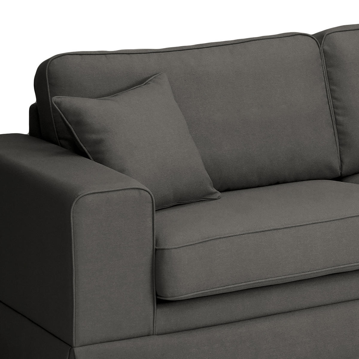 ECKSOFA mit Husse - Ottomane, Webstoff - Anthrazit/Schwarz, Kunststoff/Textil (297/210cm) - home24