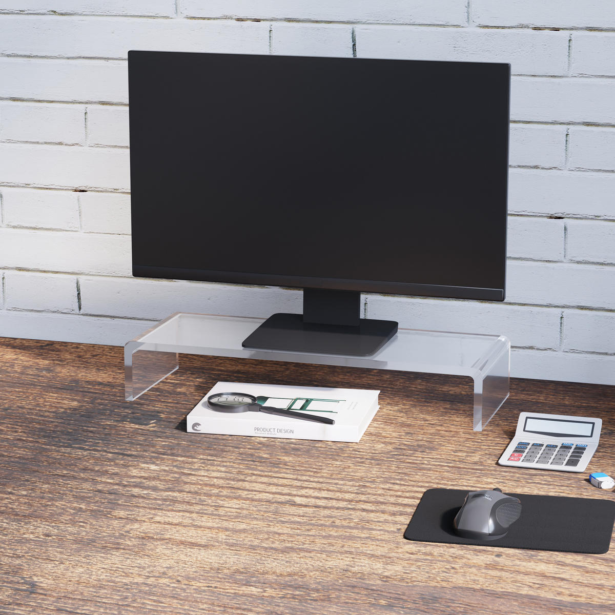 MONITORSTÄNDER - Transparent, Kunststoff (53/19/9cm) - HOMCOM