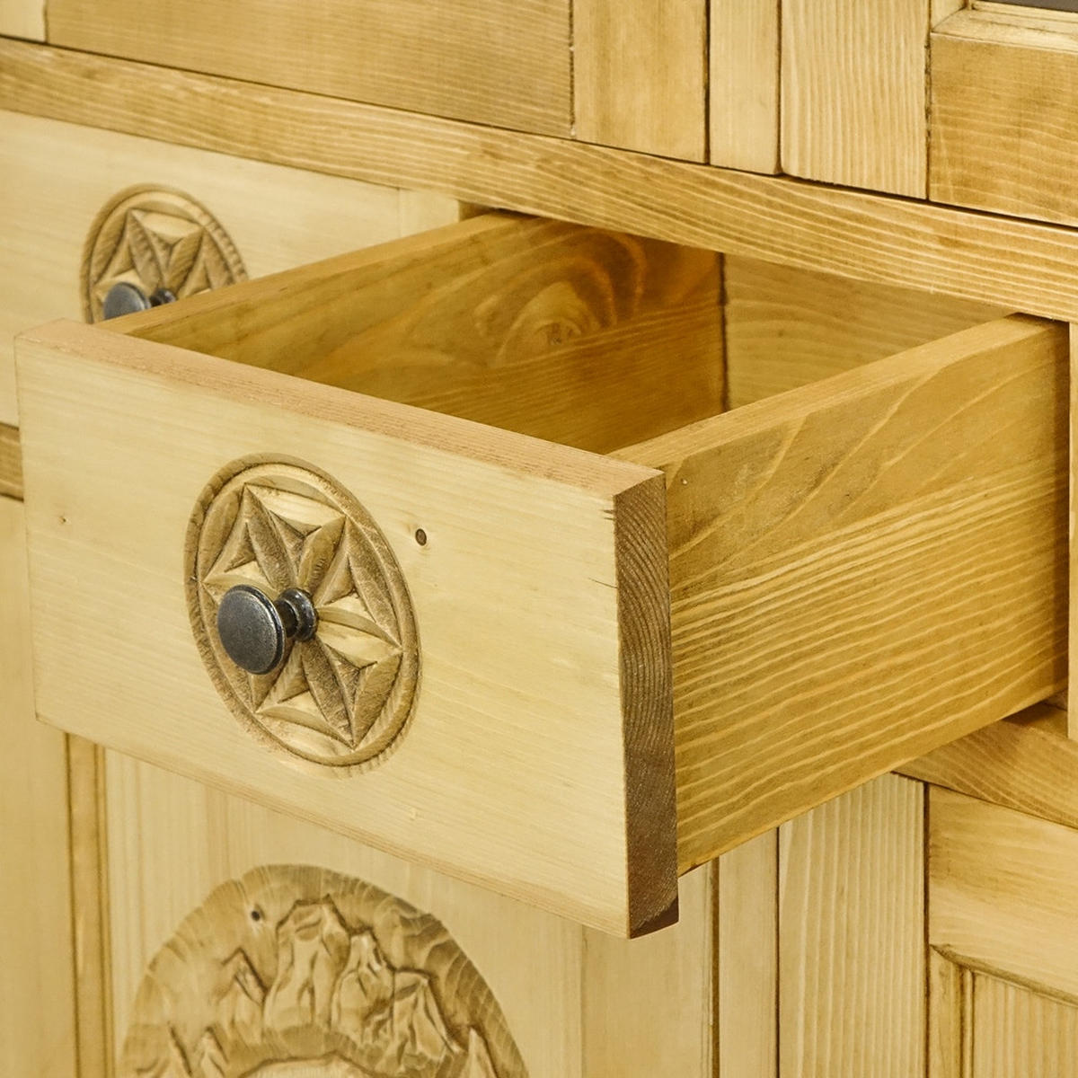 VITRINE aus Massivholz JAGNA - Honig, Holz (100/200/38cm) - Seart
