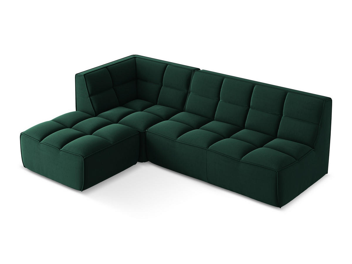ECKSOFA Beidseitig Samt Stoff Grün - Dunkelgrün/Schwarz, Kunststoff/Textil (258/178cm) - Makamii