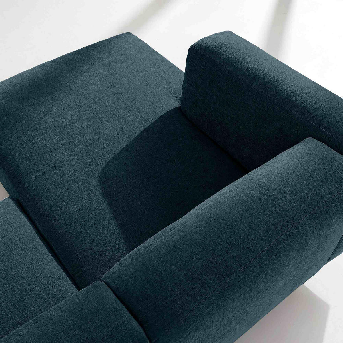 ECKSOFA-RECHTS FOSERO, Chenille-Stoff - Buchefarben/Petrol, Holz/Holzwerkstoff (204/155cm) - KONSIMO®