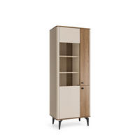 VITRINE Aurena Kaschmir mit Walnuss, - Schwarz/Braun, Holzwerkstoff (73/190/40cm) - Bettso