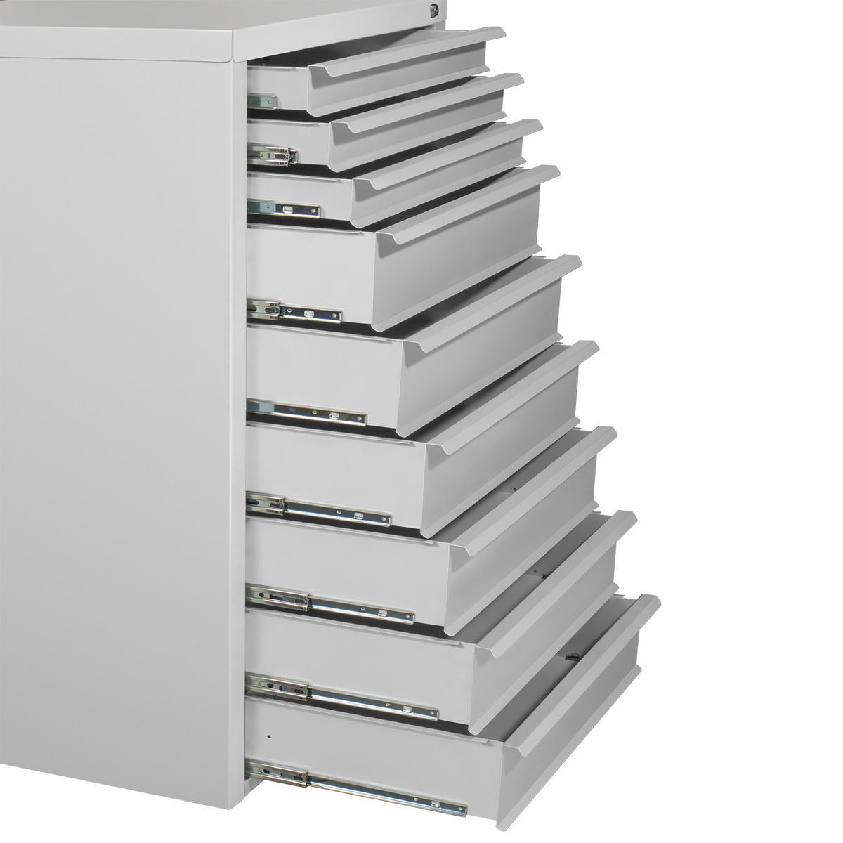 SCHUBLADENSCHRANK Kobra mit 9 Schubladen 120x70x43,5cm Lichtgrau - Grau, Metall (70/120/44cm) - PROREGAL