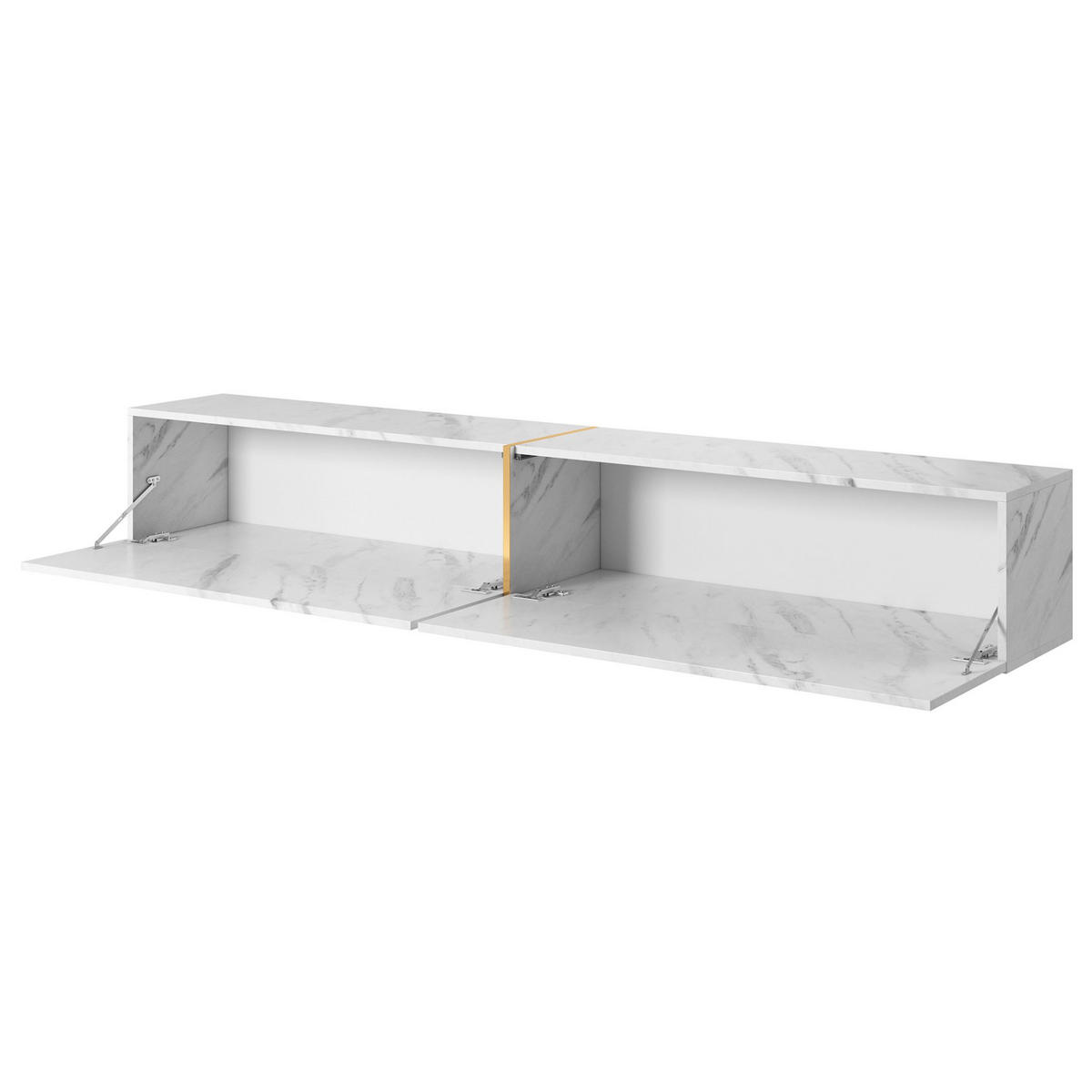 TV-LOWBOARD Bisira Weiße Marmoroptik / Gold 200 cm - Weiß, Holzwerkstoff (200/30/31.6cm) - Selsey