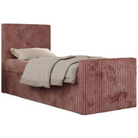 MLÁDEŽNÍ POSTEL TILIO DUO 90/200 - Světle růžová Manšestr - H3 - Vlevo - růžová, textil (90/200cm) - MKS