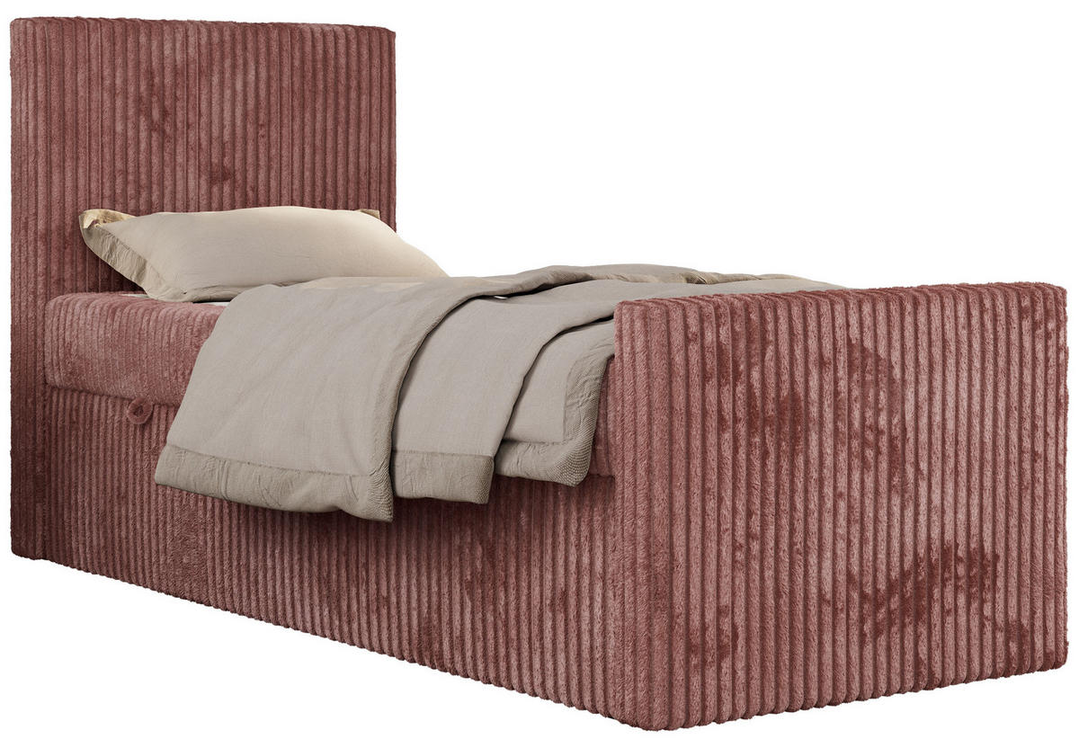 MLÁDEŽNÍ POSTEL TILIO DUO 90/200 - Světle růžová Manšestr - H3 - Vlevo - růžová, textil (90/200cm) - MKS