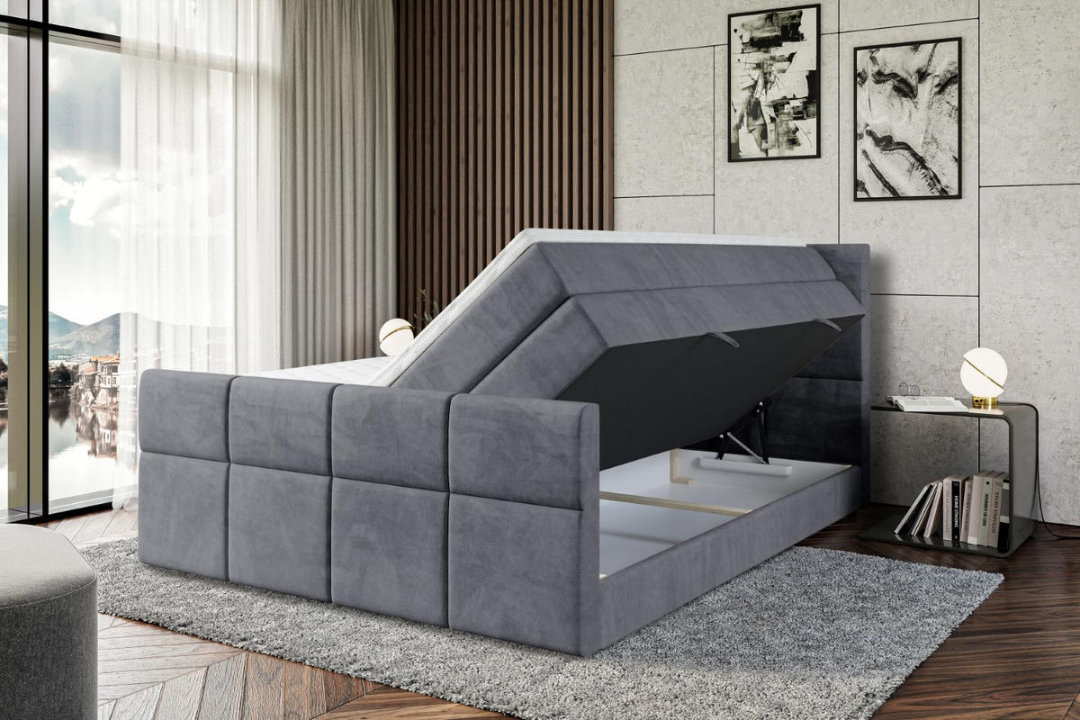 BOXSPRINGBETT ARDENI-Z KING - 180x200 - H3/H4 - Dunkelgrau - Dunkelgrau, Holzwerkstoff (180/200cm) - ALTDECOR