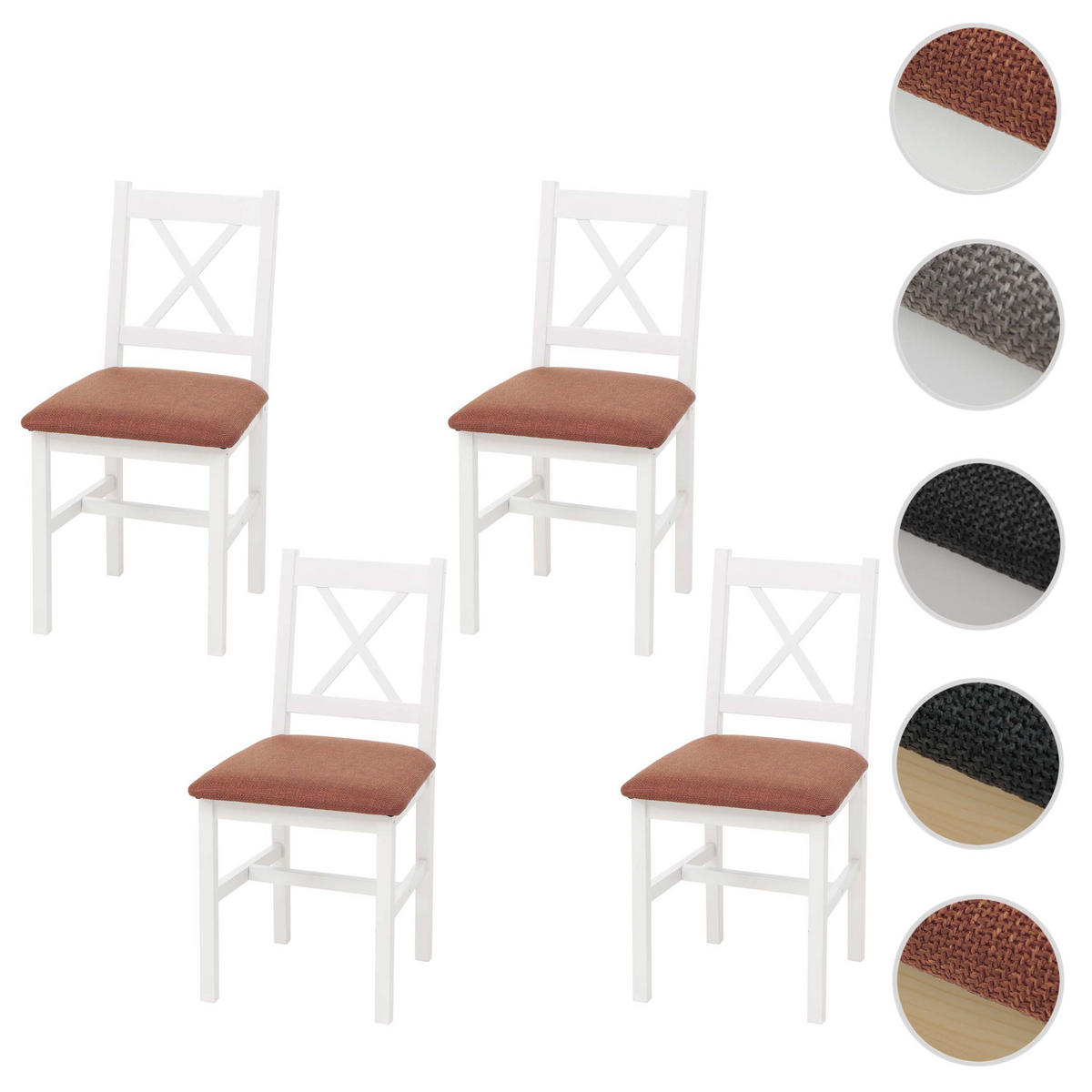 ESSZIMMERSTUHL Weiß, Orange 4er-Set - Weiß/Orange, Holz (43/85/44cm) - MCW