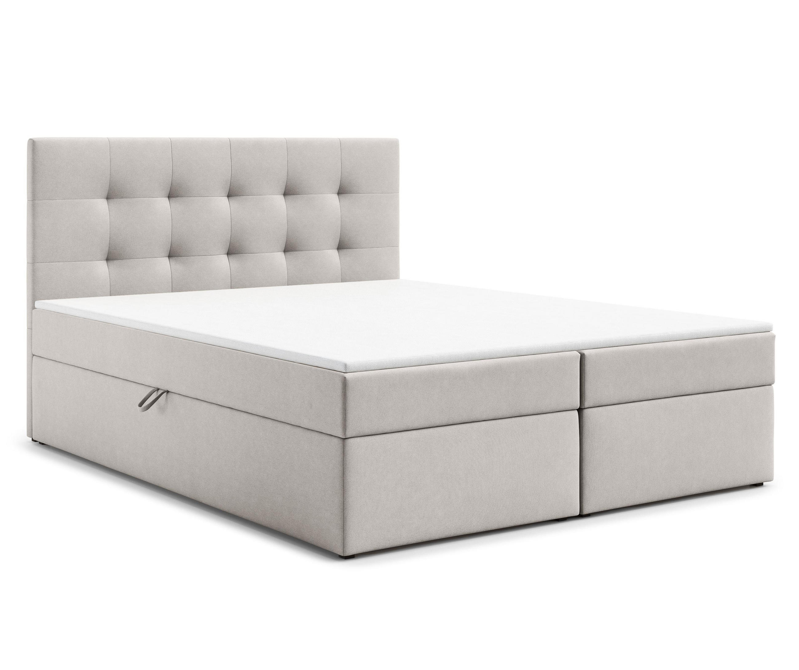 BOXBETT GALATA 180x200 cm mit Bettkasten und Matratze - Beige + TOPPER - Beige/Schwarz, Holz/Holzwerkstoff (180/200cm) - AX Living