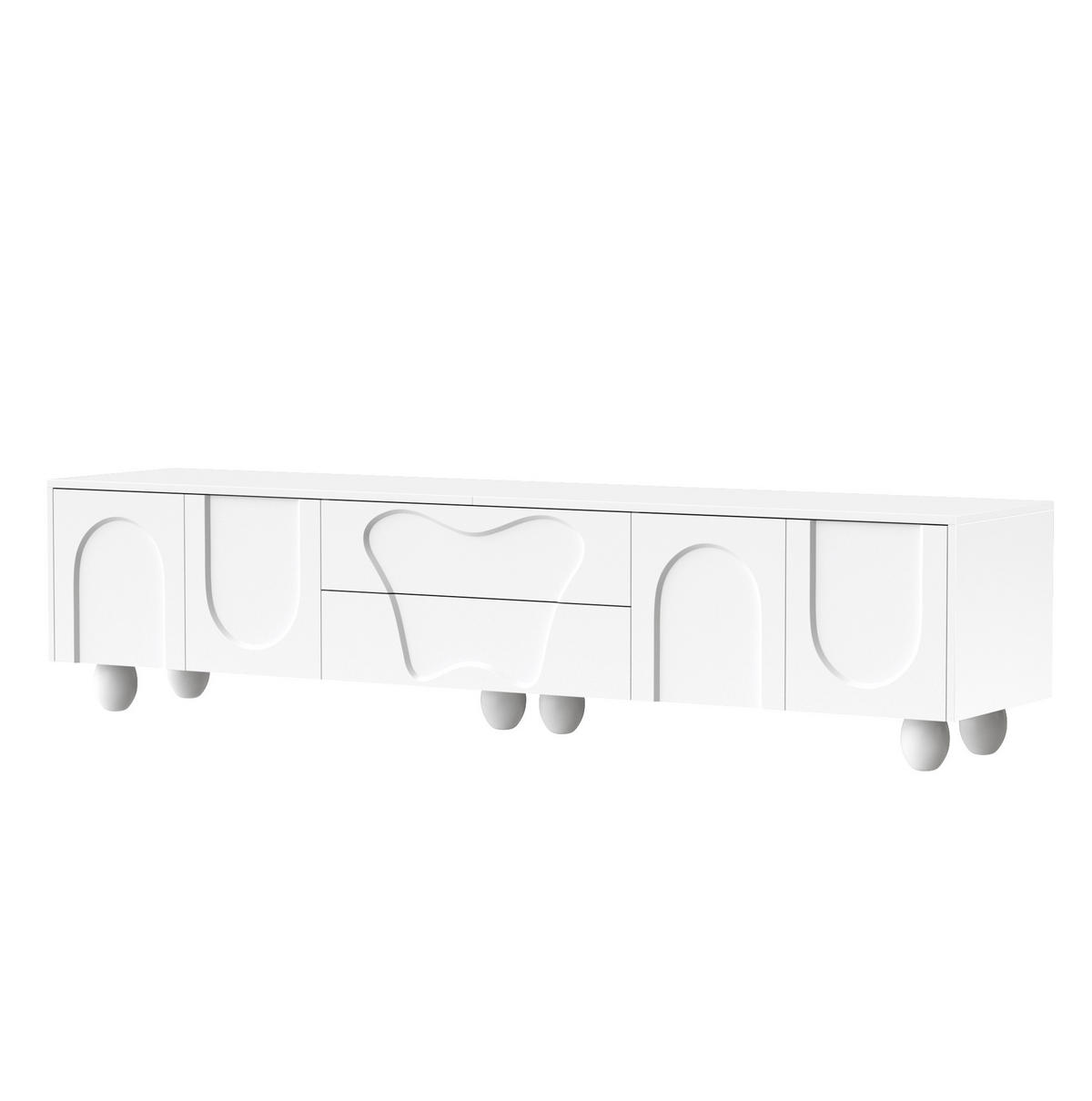 TV-ELEMENT mit Stauraum 180 x 40 x 42 cm Weiß mit Holzbeinen - Weiß, Holzwerkstoff (40/42/180cm) - Beauniv