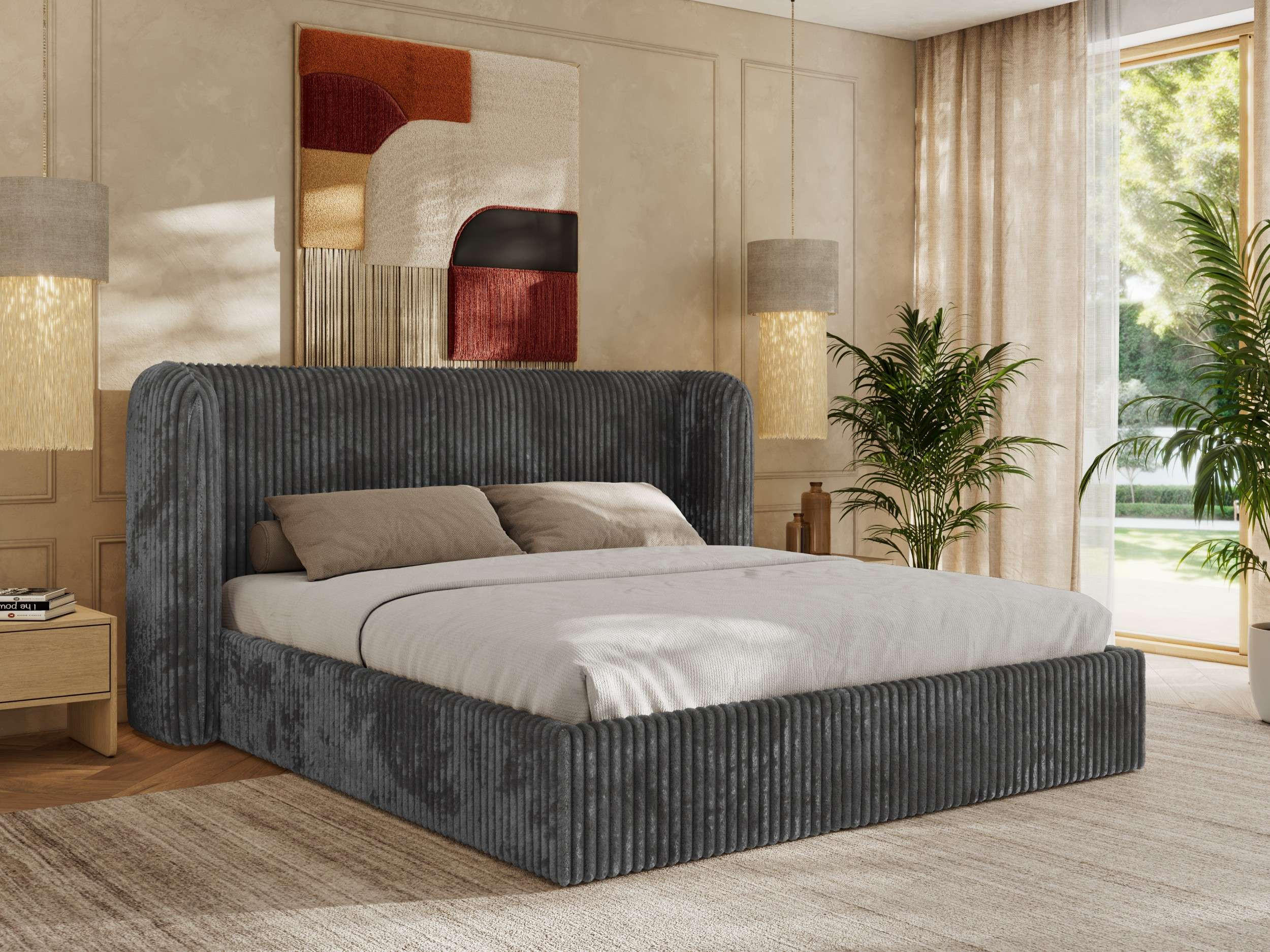 POLSTERBETT EMORA CLASSIC 200/200 - Grau Cord - ohne Matratze - Grau, Textil (200/200cm) - MKS