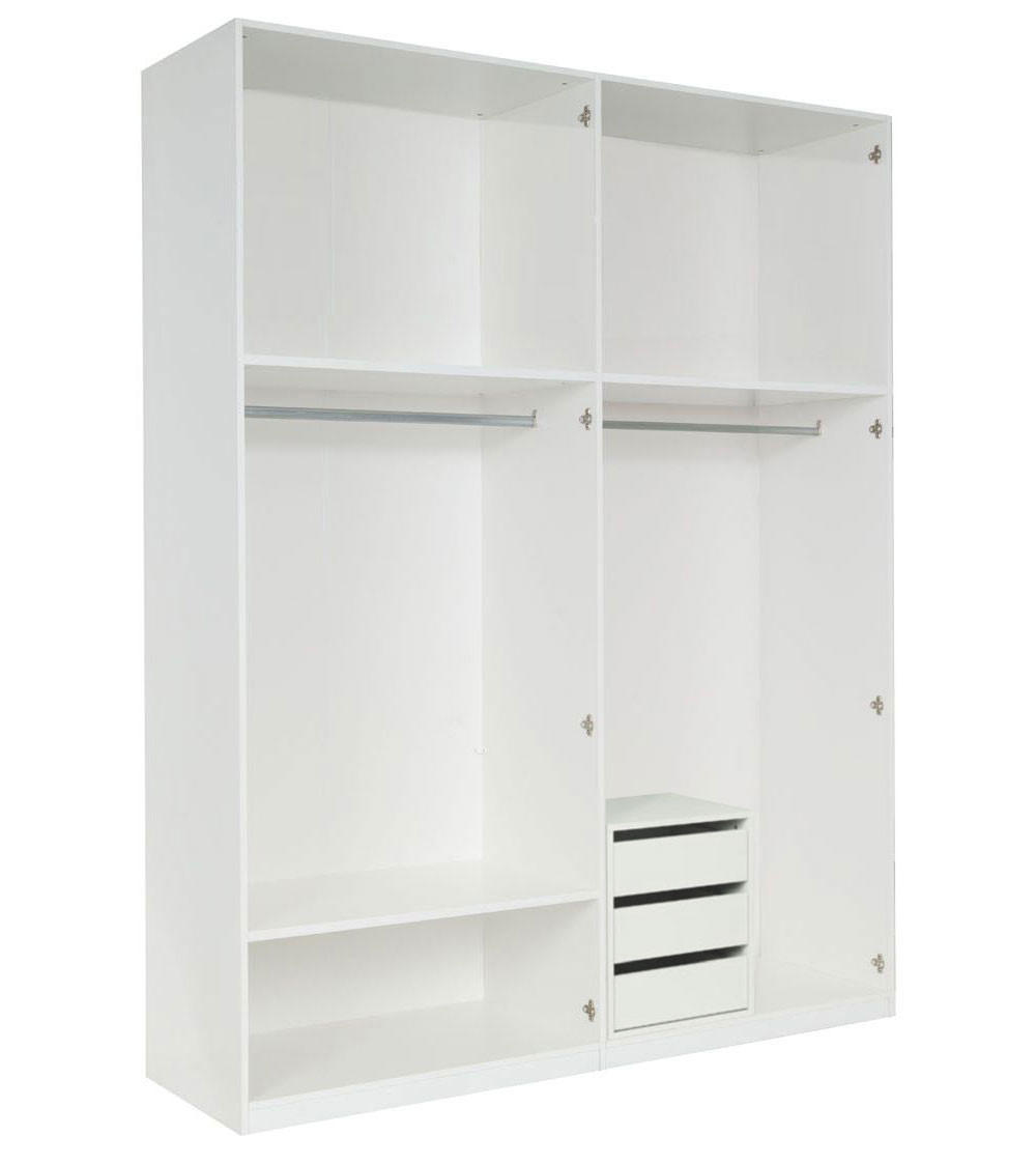 KLEIDERSCHRANK Italia weiß matt / weiß hochglanz 180 / 59 / 237cm - Weiß Hochglanz/Weiß, Holz/Holzwerkstoff (180/237/59cm) - Feldmann-Wohnen